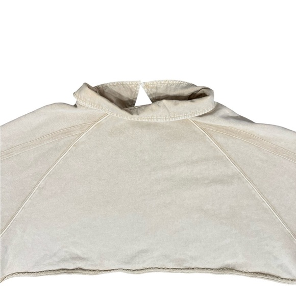 Cream Snap Sweatshirt Cropped Button-Up | Size Large - Picture 7 of 8